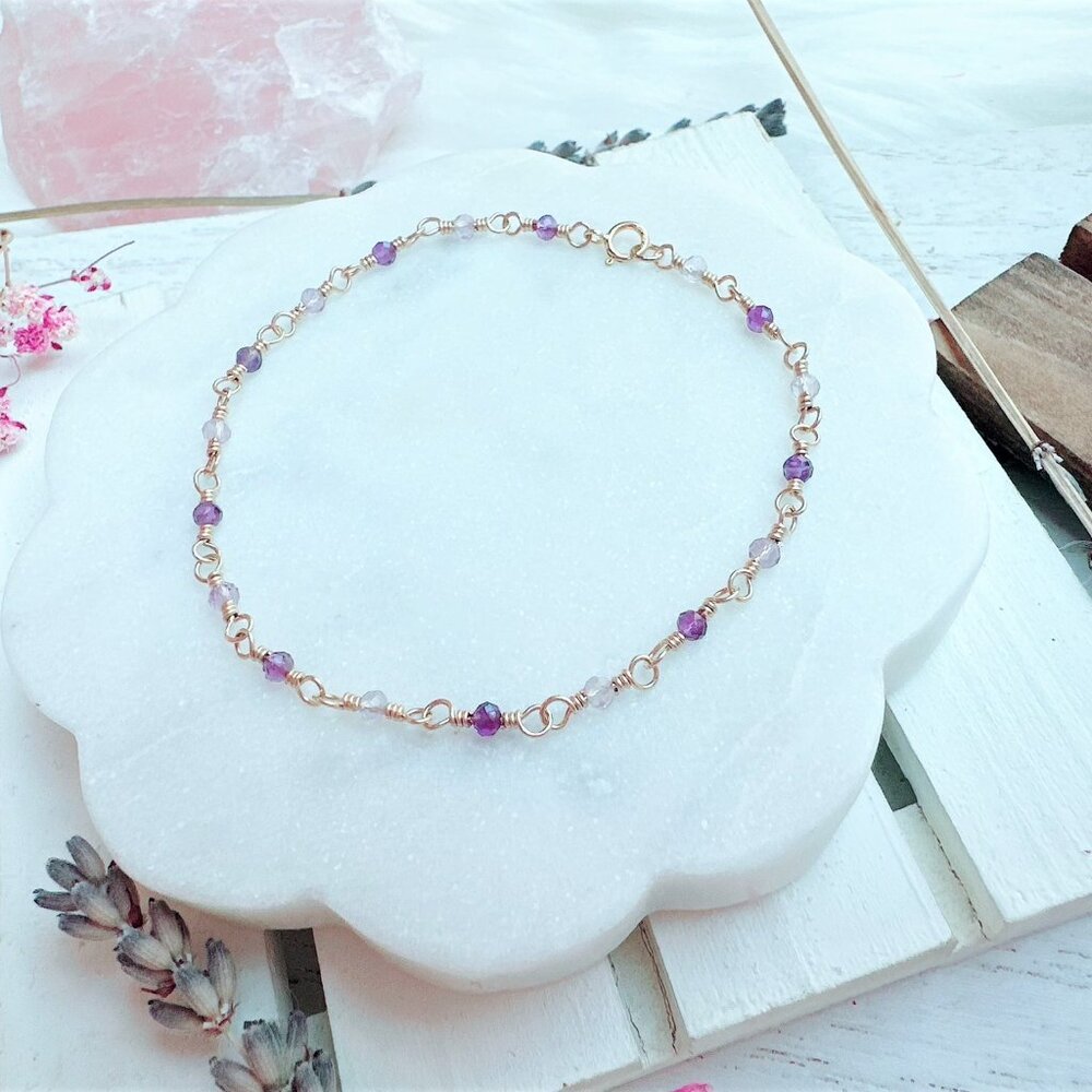 New Tiny Amethyst Bracelet | Handmade in BC